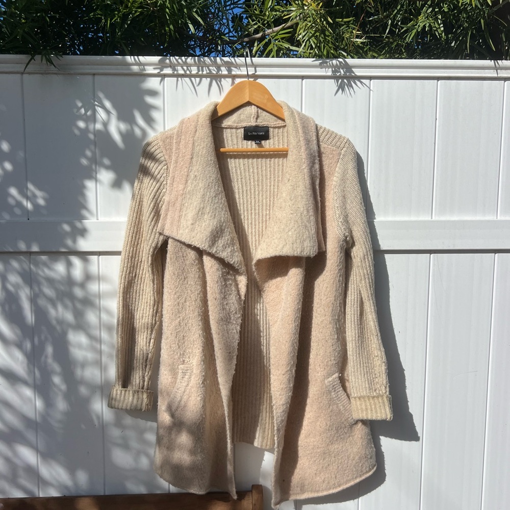 Anthropologie Cozy Cream Open-Front Sweater